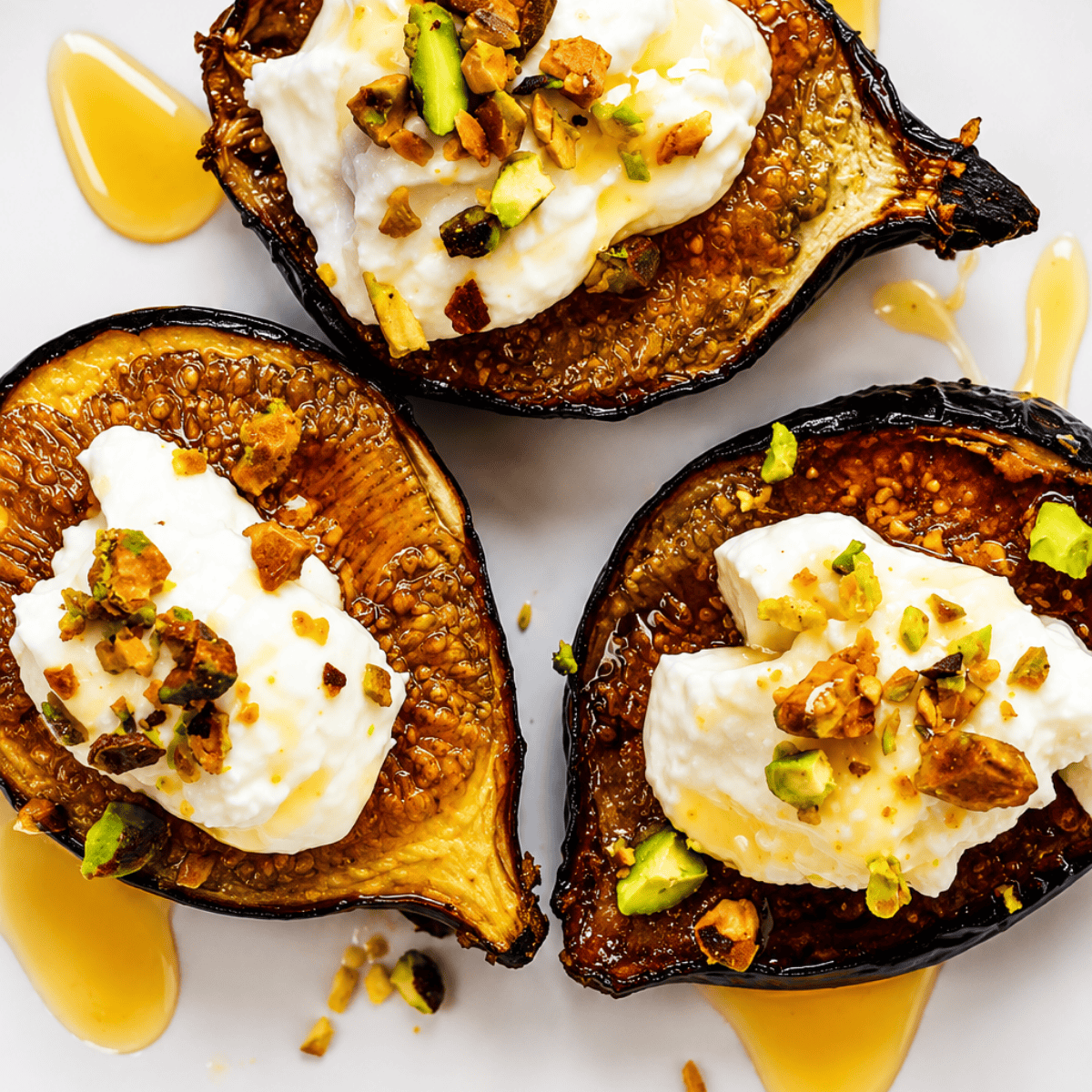 Easy 3-ingredient air fryer roasted figs with cinnamon honey glaze served on French toast with whipped cream