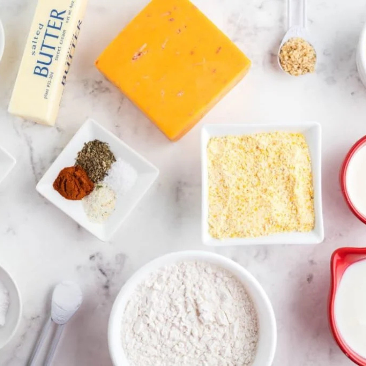 Ingredients needed for Air Fryer Cheese Puffs Recipe (Crispy in 10 Minutes!) on kitchen table.