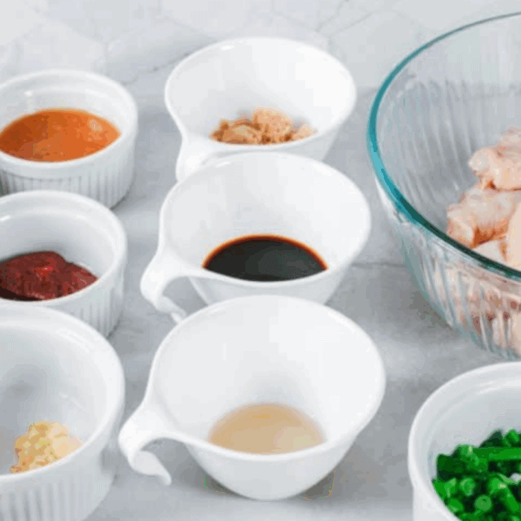 Ingredients needed for Spicy Korean Q Wings (Wingstop Copycat) on kitchen table.