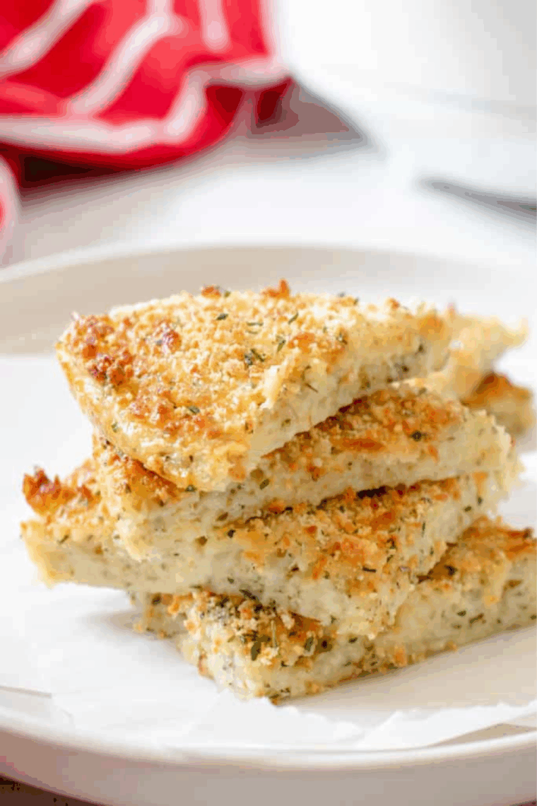 golden brown keto garlic cheese bread fresh from the air fryer with melted cheese