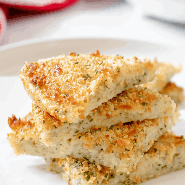 golden brown keto garlic cheese bread fresh from the air fryer with melted cheese