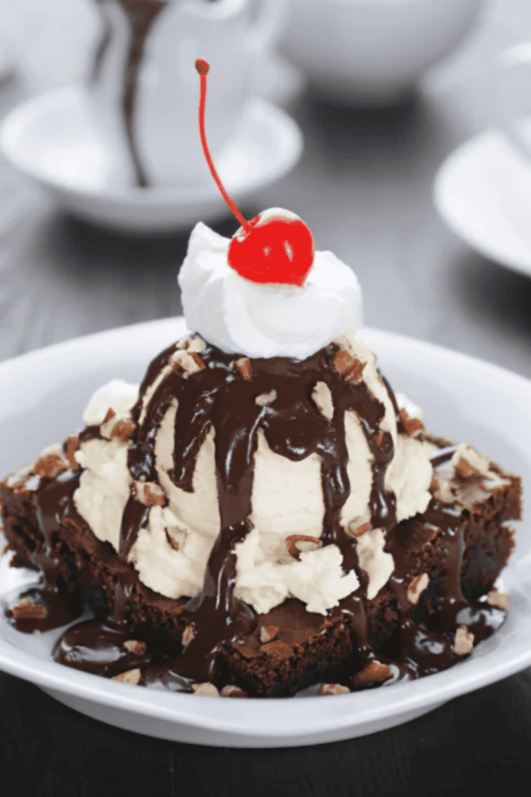 Single serve air fryer brownie baked in a ramekin with a fudgy center and crackly top, perfect for one-person dessert.