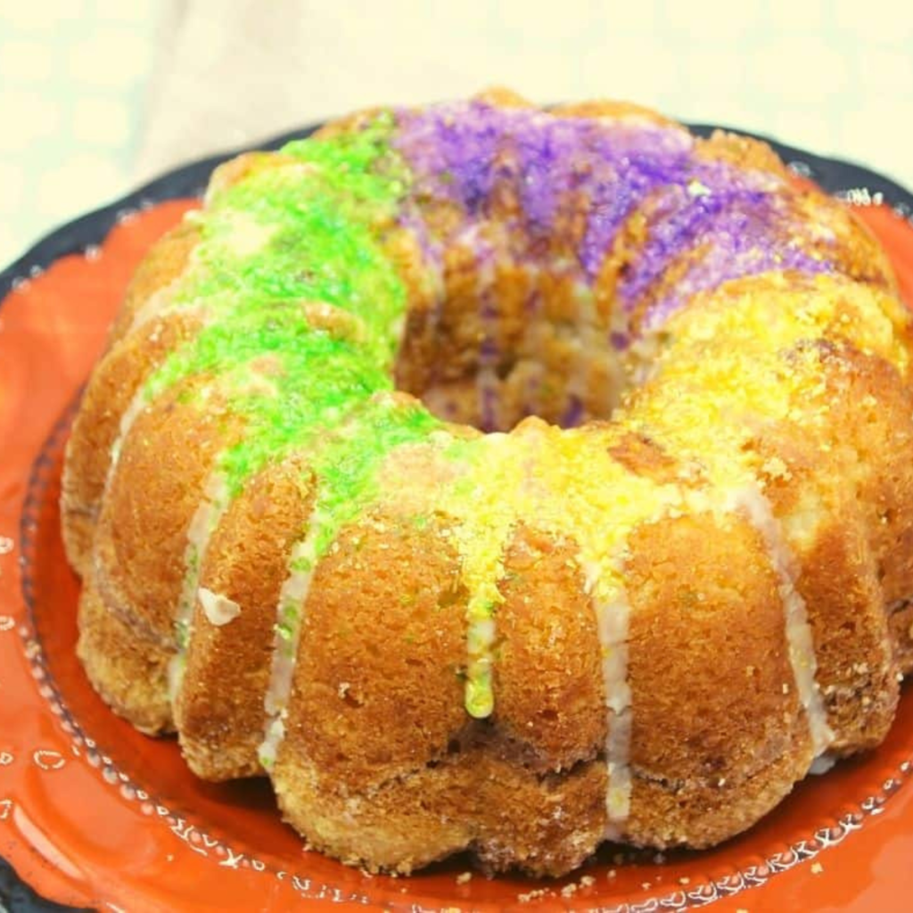 Air Fryer Mardi Gras Cake