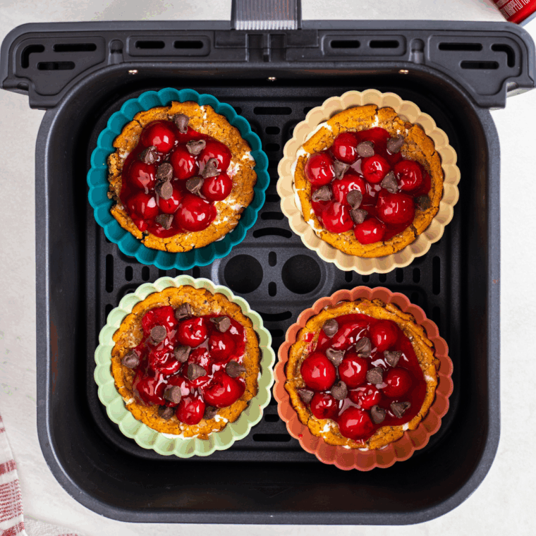 Air fryer cherry oatmeal pies with oat crumble topping and cherry filling