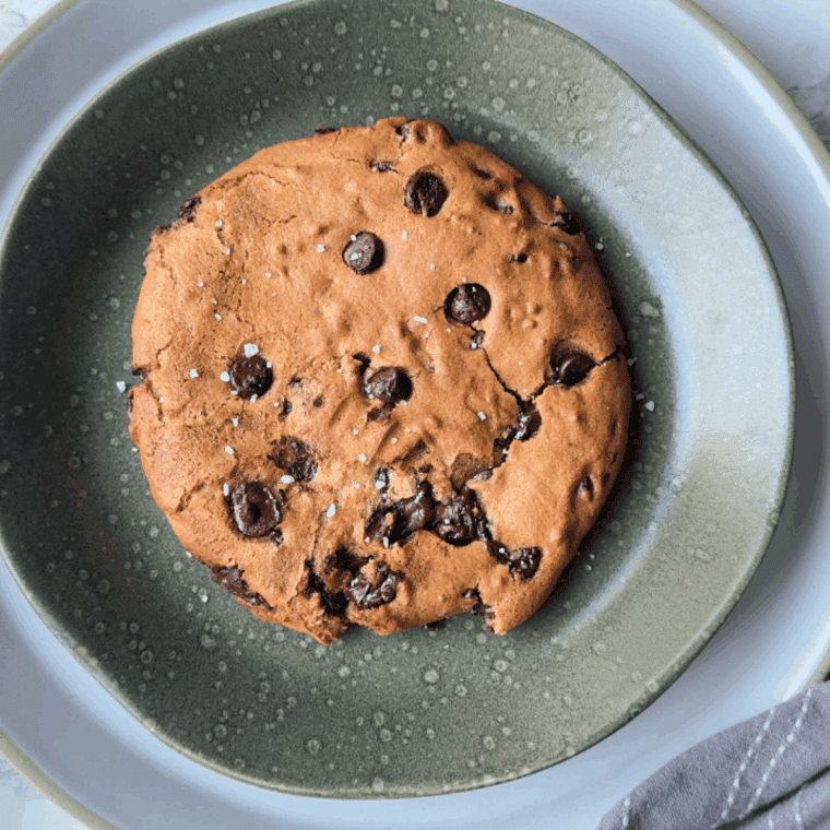 Air fryer single serve chocolate chip cookie warm and gooey