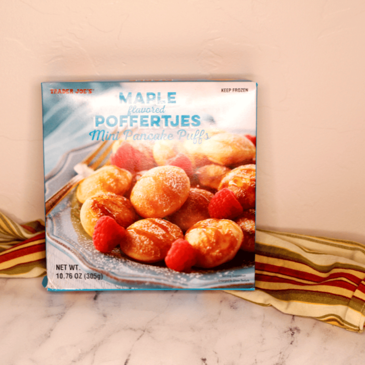Ingredients needed for Air Fryer Trader Joe's Pancake Puffs on kitchen table.