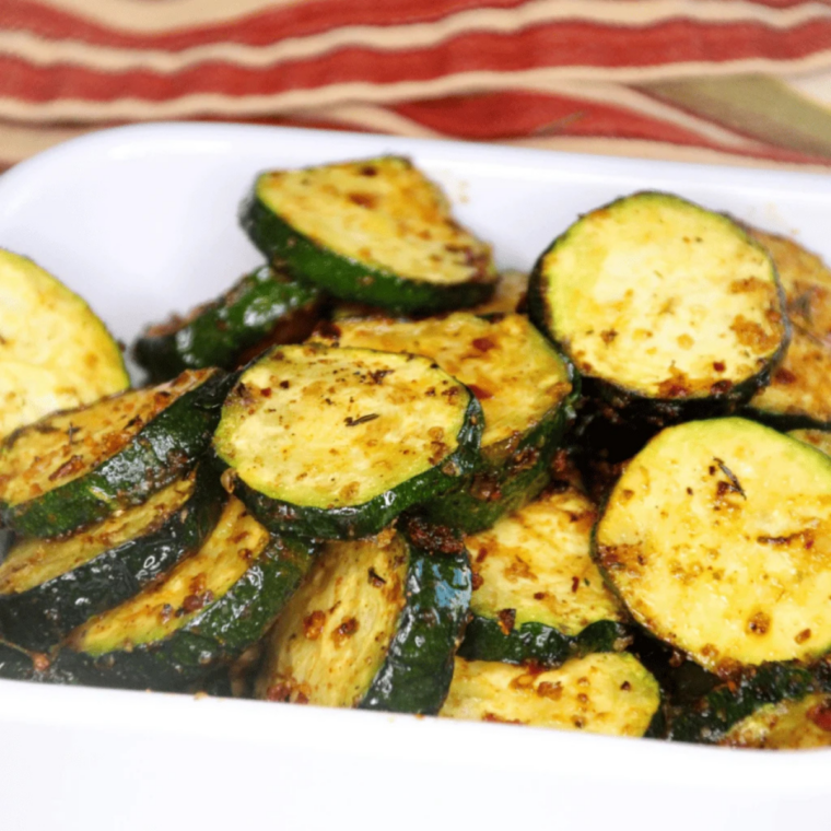 Grilled zucchini planks with perfect grill marks cooked in Ninja Foodi Grill