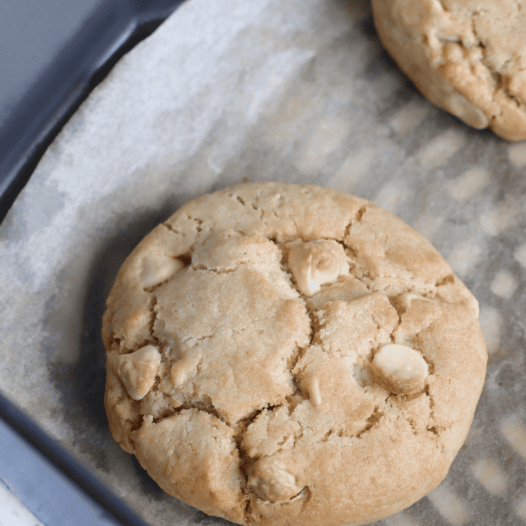 Golden-brown Air Fryer Cake Mix Cookies freshly cooked and cooling on a wire rack