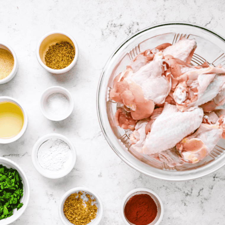 Ingredients needed for Wingstop Louisiana Rub Recipe (Copycat) on kitchen table.
