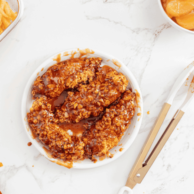 Mix the chicken tenders with the honey bbq chicken sauce.