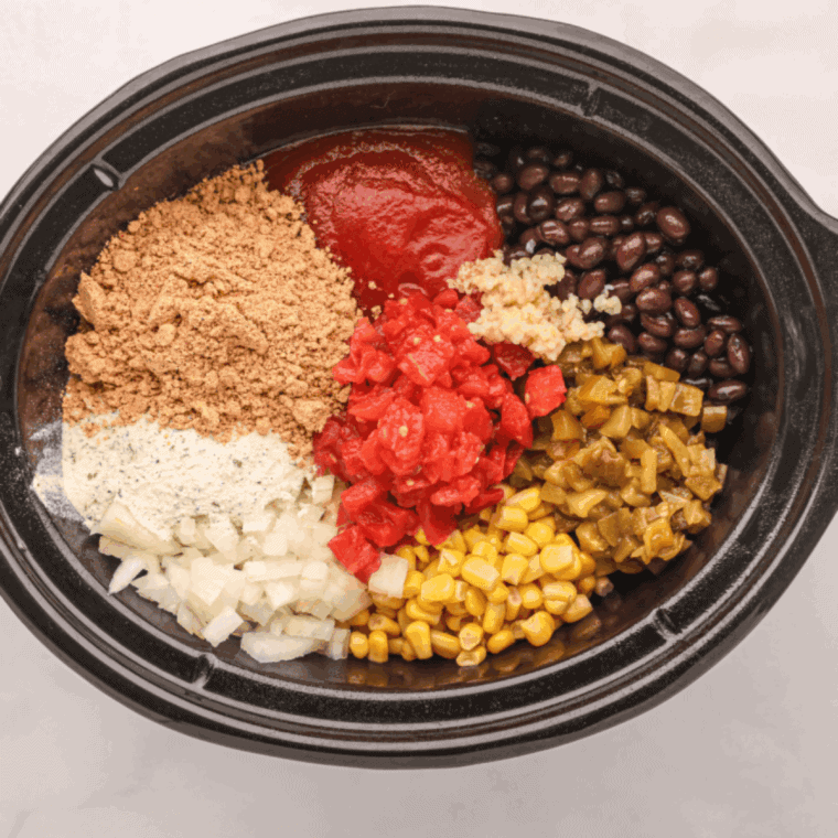 Crockpot covered and cooking on low for 5–6 hours or high for 3–4 hours.