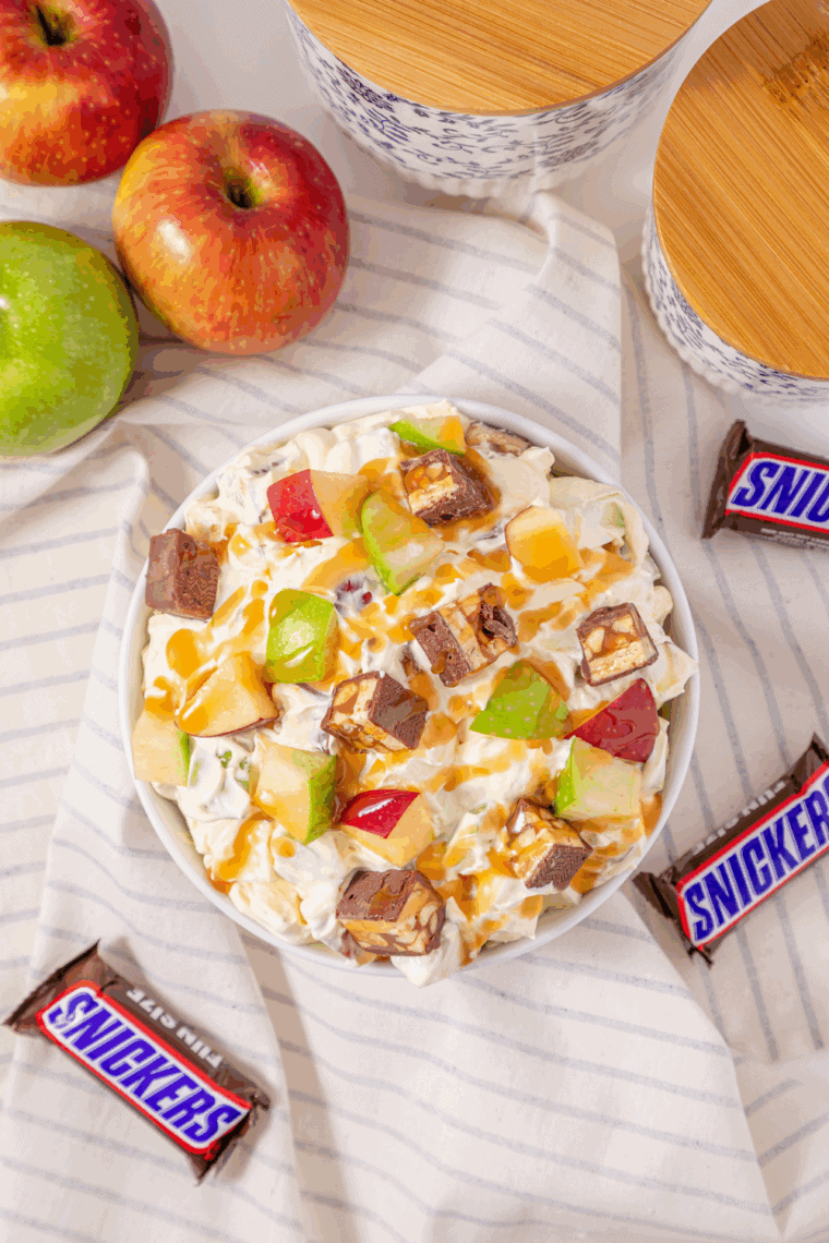 Easy Candy Bar Apple Salad Recipe (With Snickers!