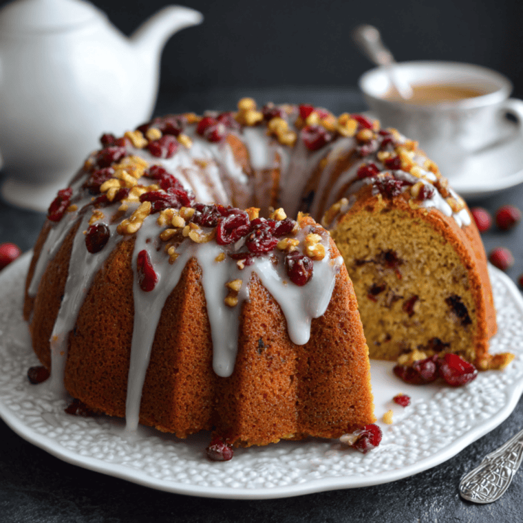 Air Fryer Cranberry and Walnut Bundt Cake