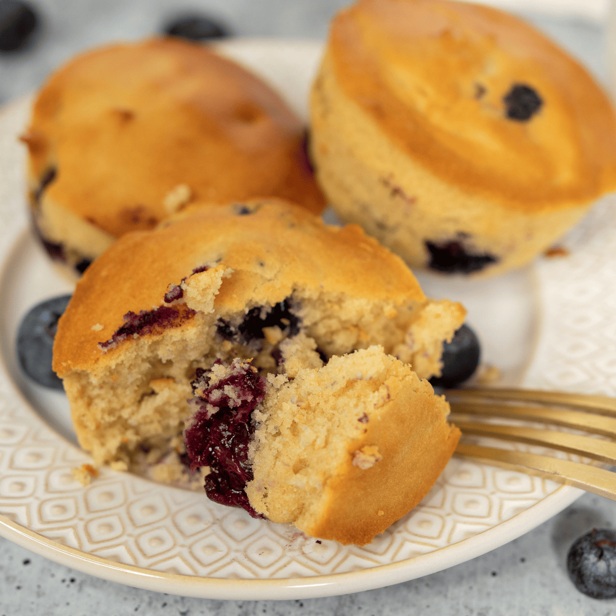 Blueberry Muffins On Plate