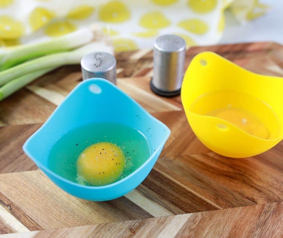 How to Make Baked Eggs in Air Fryer: --Eggs in Ramekin with seasonings