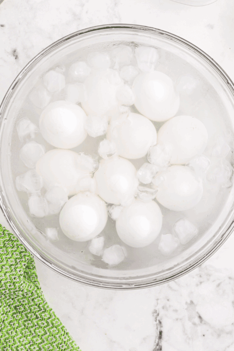 Creamy yolk filling piped into hard-boiled egg white halves