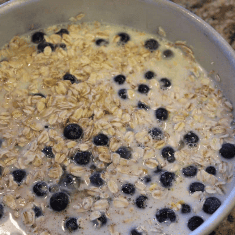 More ingredients placed inside the oatmeal mixture