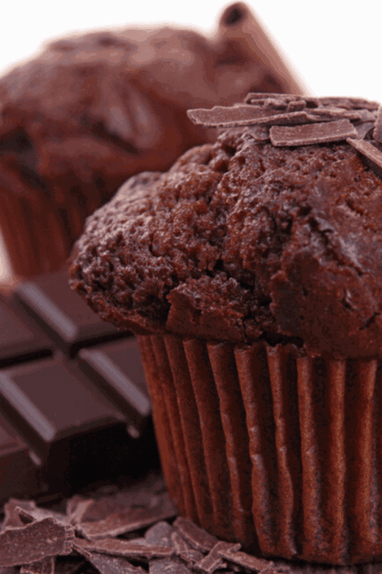 Air fryer chocolate muffins, soft, moist, and chocolatey
