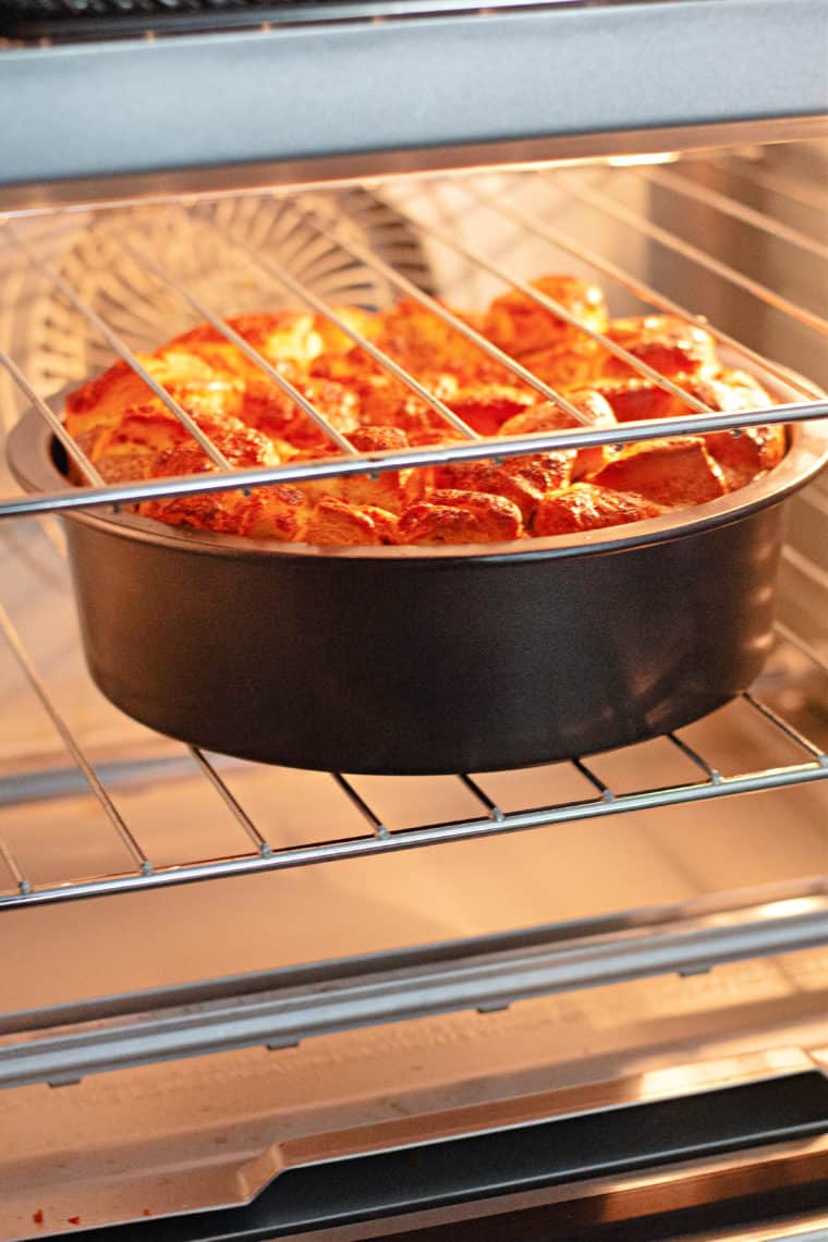 Cook the cinnamon roll bake casserole in the air fryer basket or air fryer oven.