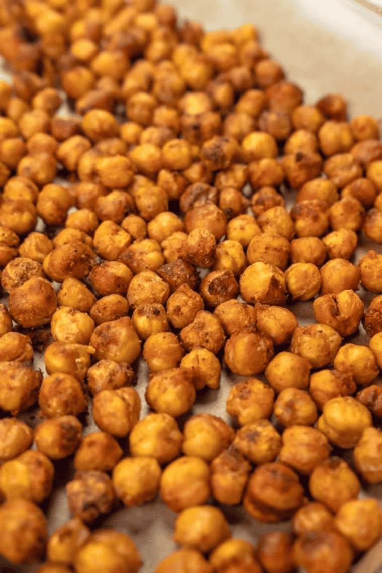 Honey cinnamon roasted chickpeas air fryer recipe — crispy sweet snack.