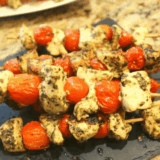 Air Fryer Pesto Chicken and Tomato Kebabs