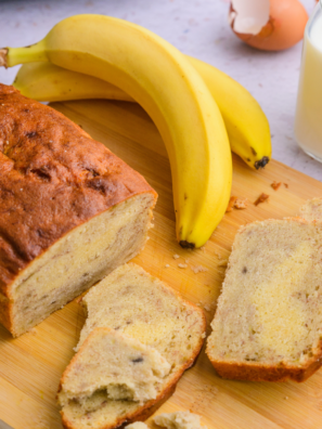 container Ninja Crispi banana bread baked in the glass container with a golden brown top