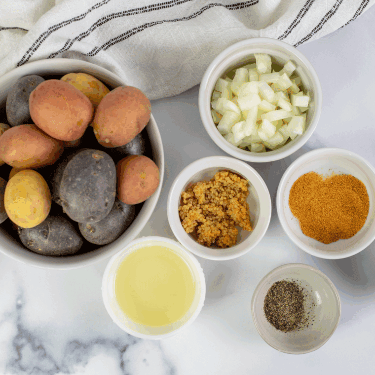 Ingredients needed for Bob Evan's Potato Recipe on kitchen table.