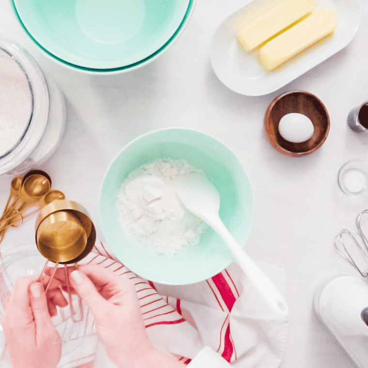 Ingredients for Air Fryer Banana Scones laid out on a kitchen table.