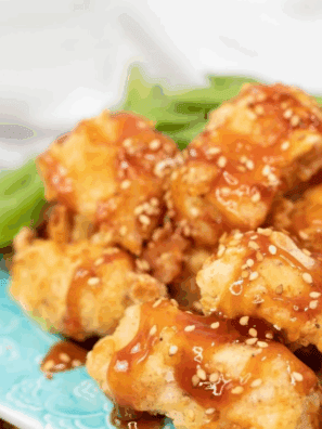 PF Chang’s Sweet and Sour Chicken served with rice and vegetables.