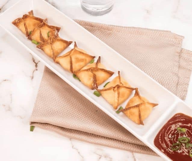 platter with crab rangoon