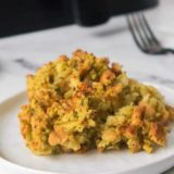 How To Make Stovetop Stuffing in Your Air Fryer -- Stovetop stuffing is a classic Thanksgiving dish. It's warm, comforting, and pairs well with the roasted turkey. However, it can take up an oven rack that could be better-used cooking pies or sweet potatoes! This year try making stovetop stuffing in your air fryer! The result is just as tasty, and you'll have more room in your kitchen to enjoy the holiday feast.