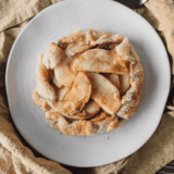 Air fryer rustic apple pie galette with cinnamon-spiced apples and a golden flaky folded crust
