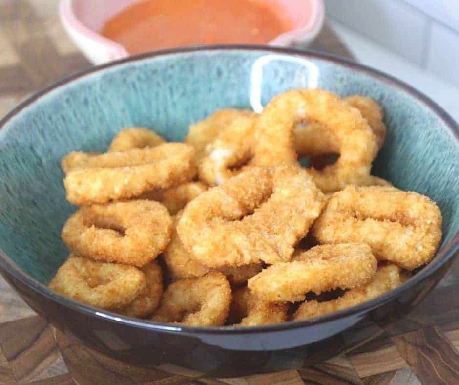 bowl with air fried calamari