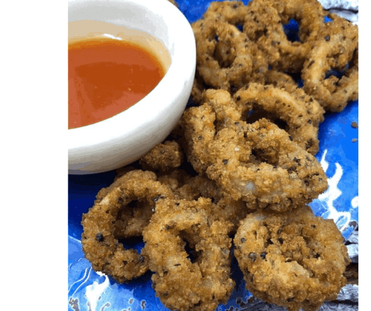 salt and pepper calamari on a platter
