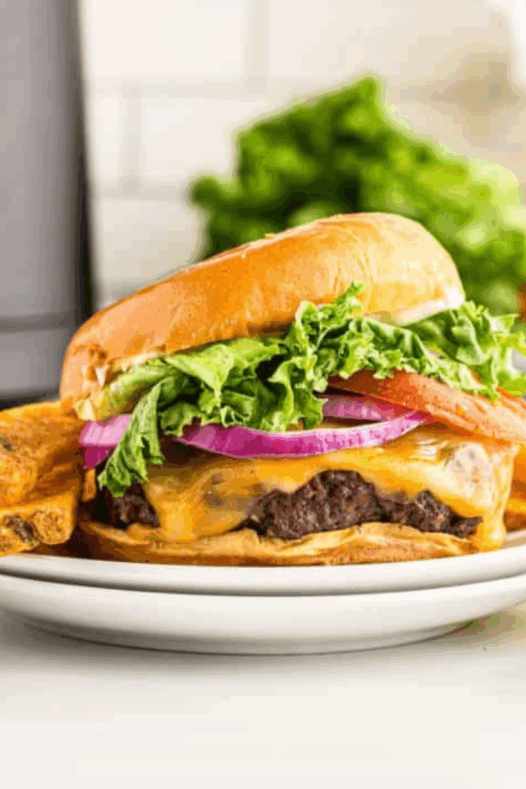 Juicy A&W Teen Burger copycat with melted cheese and pickles