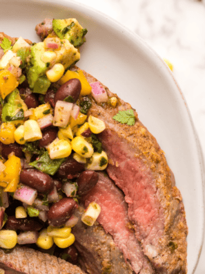 Flank steak with homemade chimichurri sauce