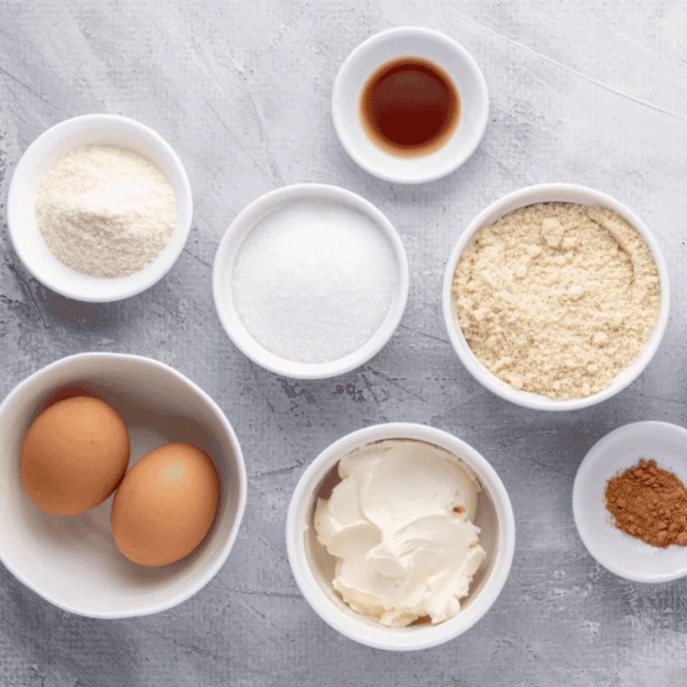 Ingredients needed for Air Fryer Russian Tea Cakes on kitchen table.