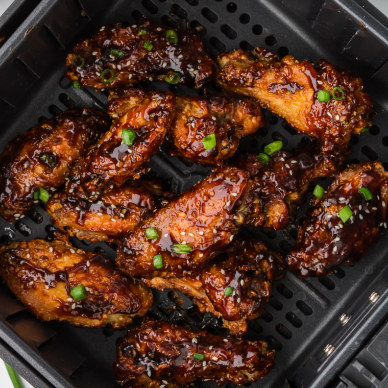 Air frying frozen wings at 400 degrees Fahrenheit flipping halfway