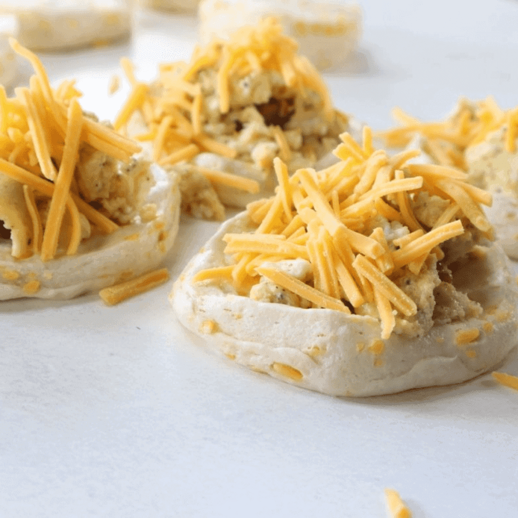Ingredients for Air Fryer Biscuit Bombs on a wooden table