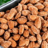 A few alternates depending on your dish/styling: Close-up of candied almonds with a crunchy cinnamon sugar coating in a small bowl