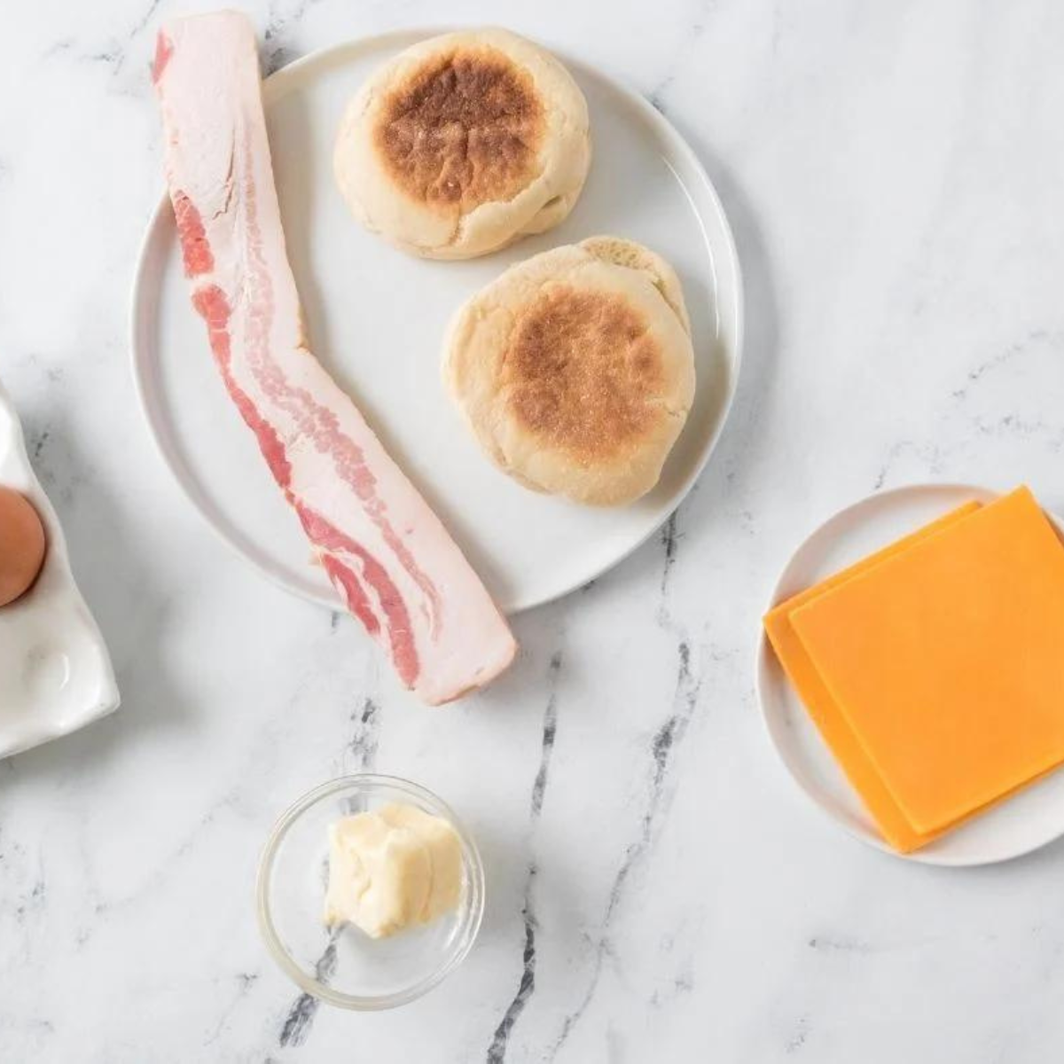 Ingredients Needed For Air Fryer Copycat McDonald's Egg McMuffin on kitchen table.