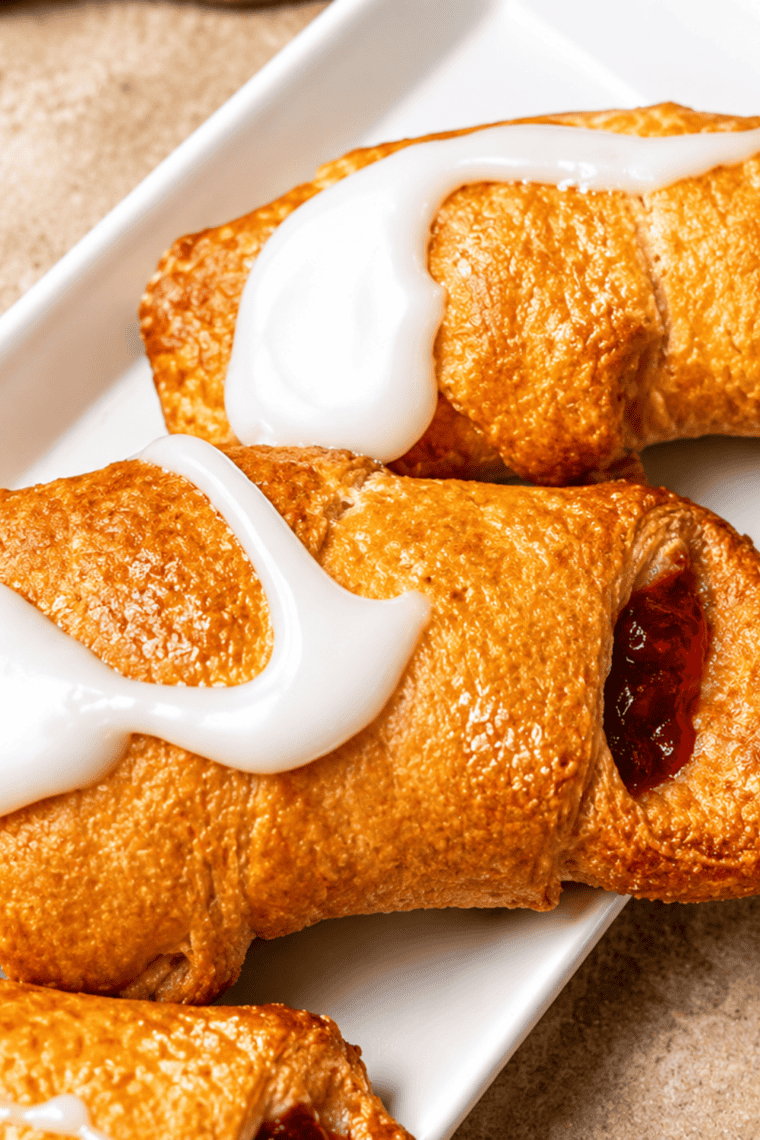 Plate of copycat Pillsbury cherry filled crescents made in the air fryer