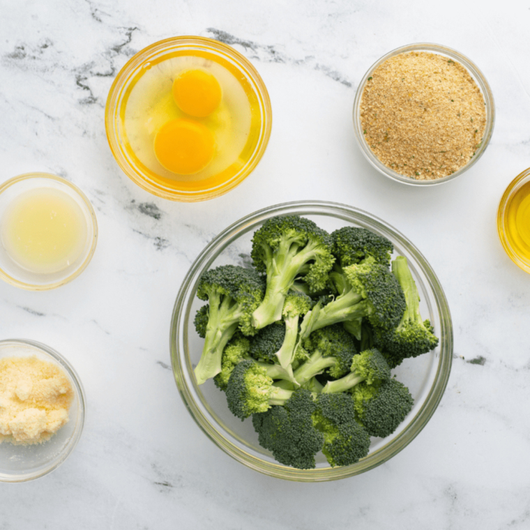 Ingredients needed for Instant Pot Cheesy Broccoli and Rice on kitchen table.
