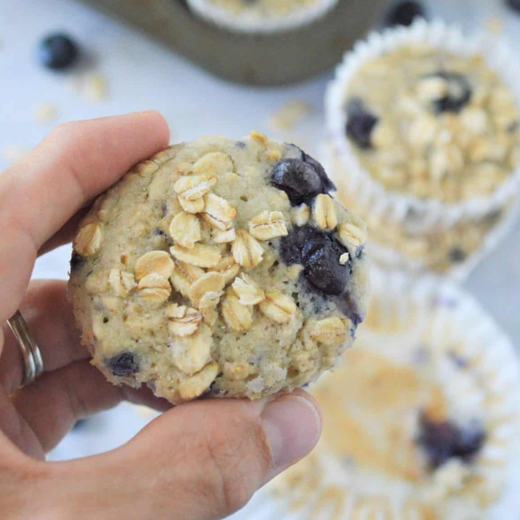 Air Fryer Banana Blueberry Oat Muffins