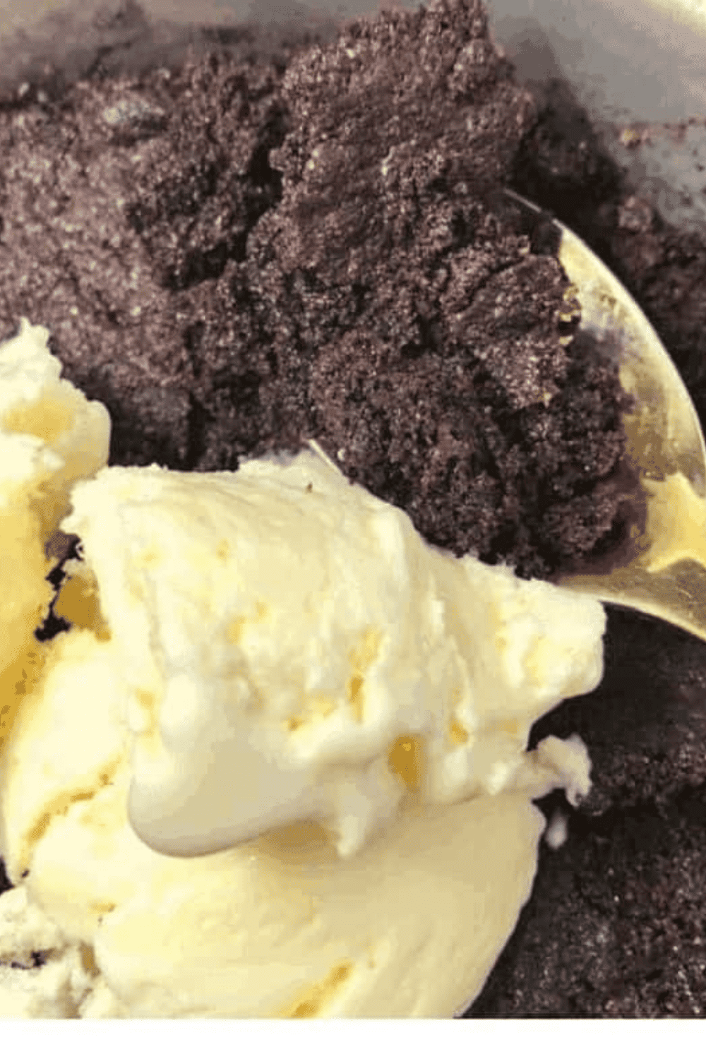 Air Fryer Easy Brownie Chocolate Pudding in a ramekin, highlighting the smooth and creamy layers