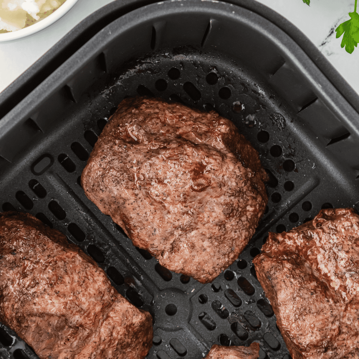 Juicy and tender Air Fryer Flat Iron Steak cooked to perfection with a delicious seared crust.