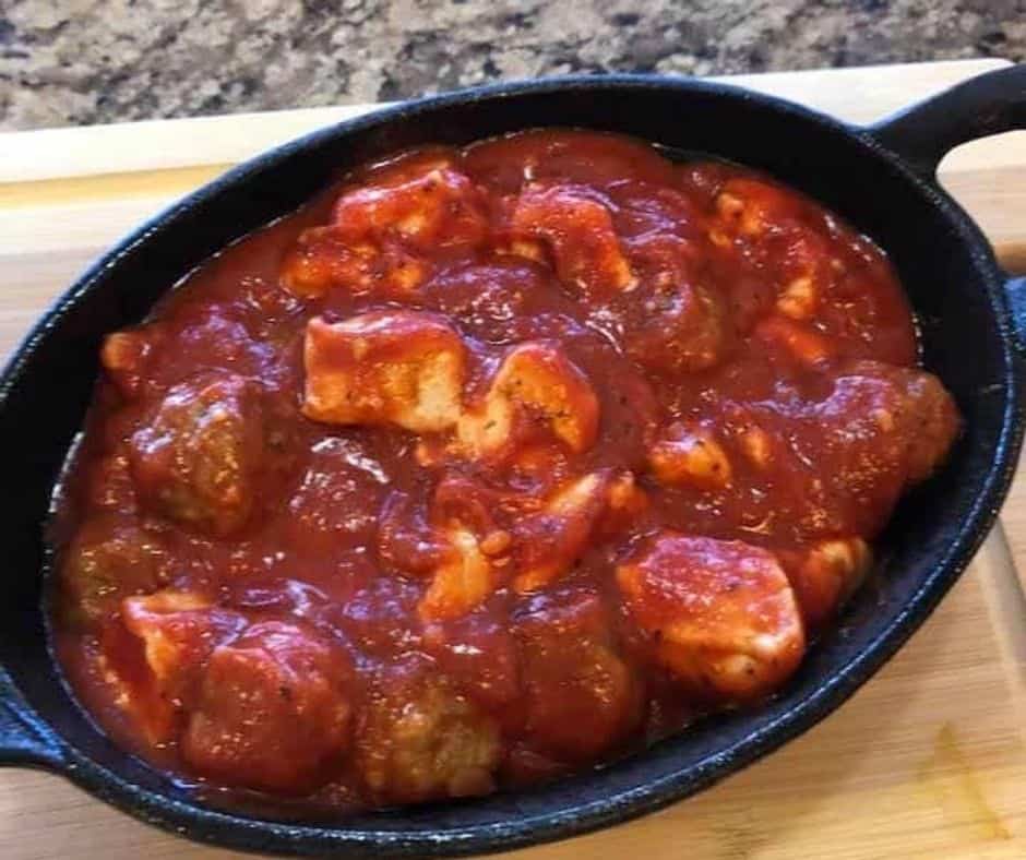 Air Fryer Italian Meatball and Biscuit Bake