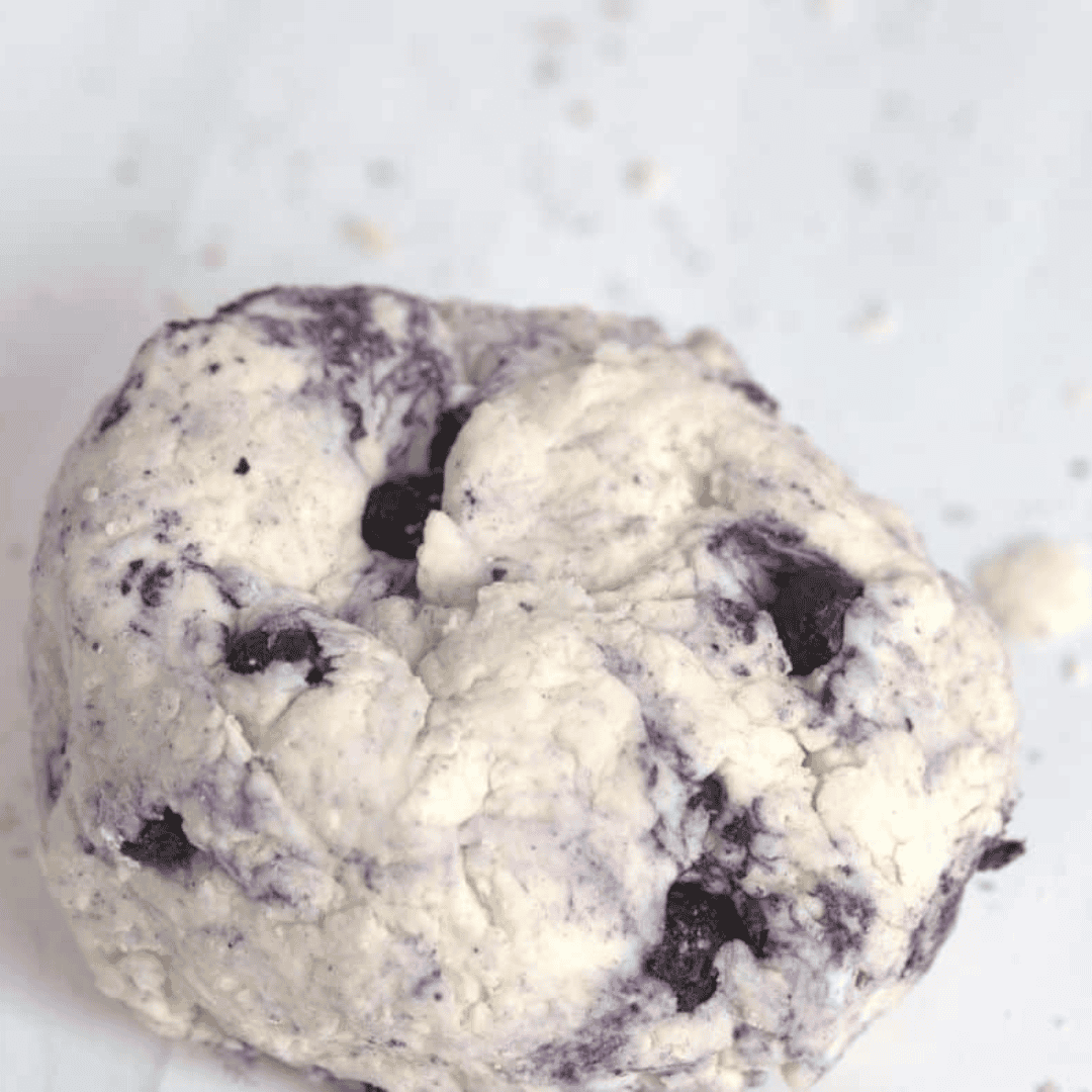 Incorporating dried blueberries into the bagel dough mixture