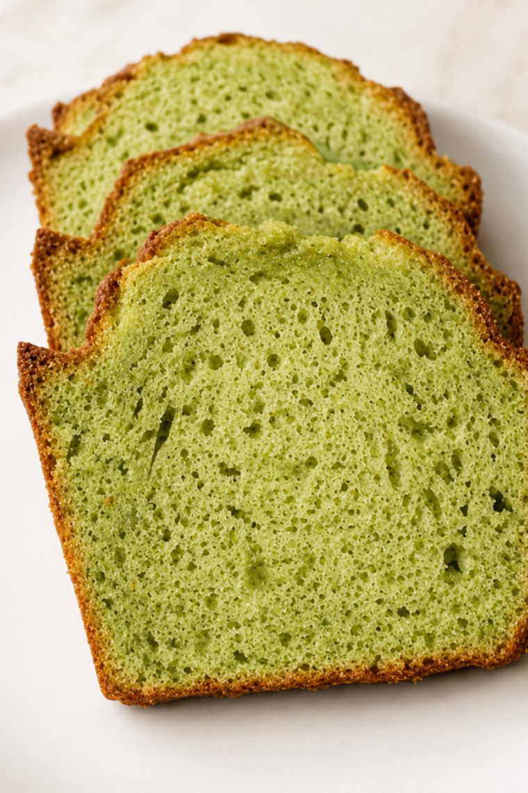Sliced Air Fryer Pistachio Bread served on a white plate