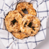 cinnamon raisin bagels in a stack